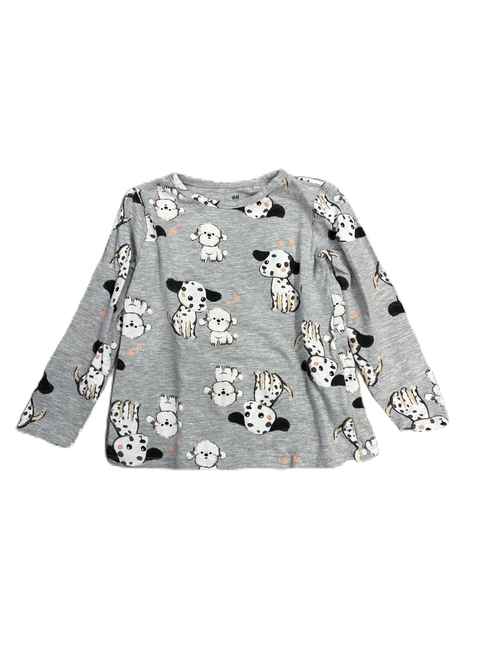 H&M Grey Long-Sleeve Tee with Puppy Print - 2-4T